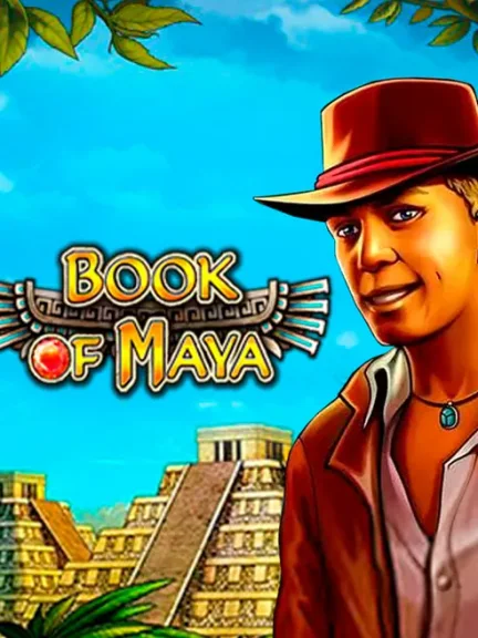 Book of Maya — слот в каталоге Topmatch: путешественник в шляпе у пирамиды майя